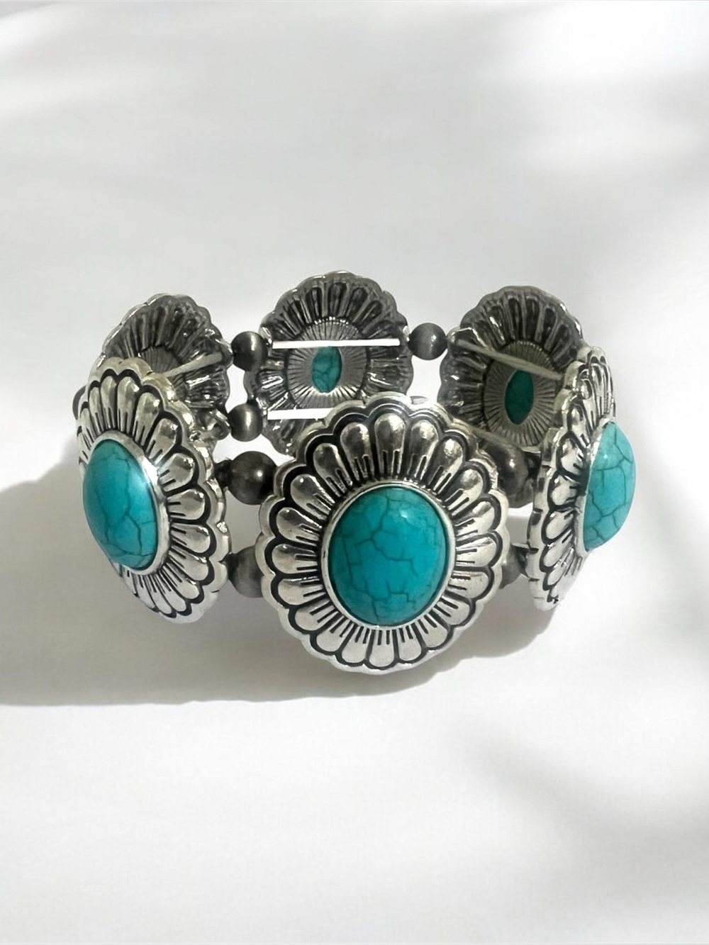 Turquoise Concho Stretch Bracelet